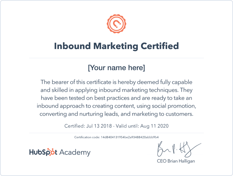 Inbound Marketing Certified